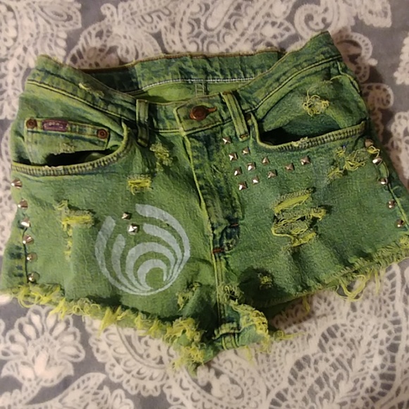 Riders by Lee Pants - Festival Shorts Green Tint Cut Off Denim Sz 8